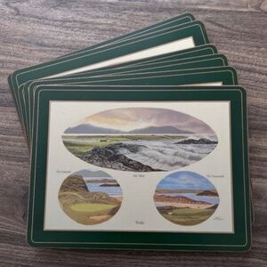 Vintage Pimpernel Irish Golfing Greats Collection Cork-Backed Set of 6 Placemats